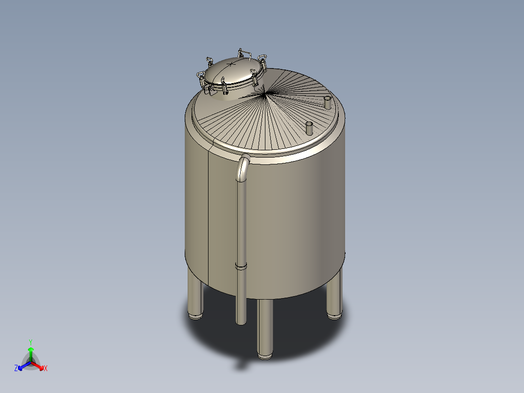 立式CIP储罐(1000L、2000L)正等轴测图