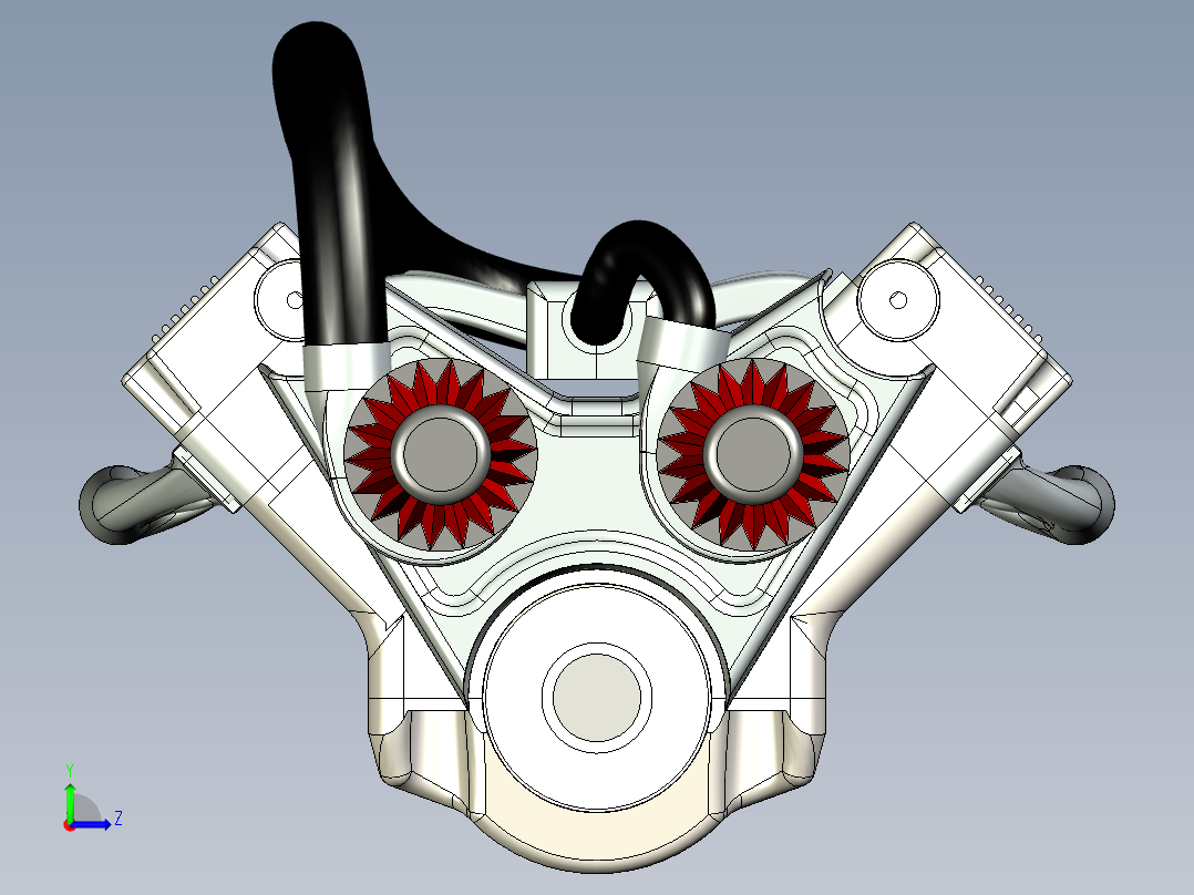 双涡轮增压V6发动机左视图