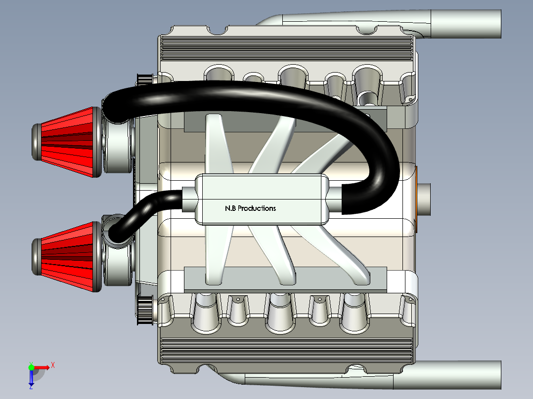双涡轮增压V6发动机俯视图
