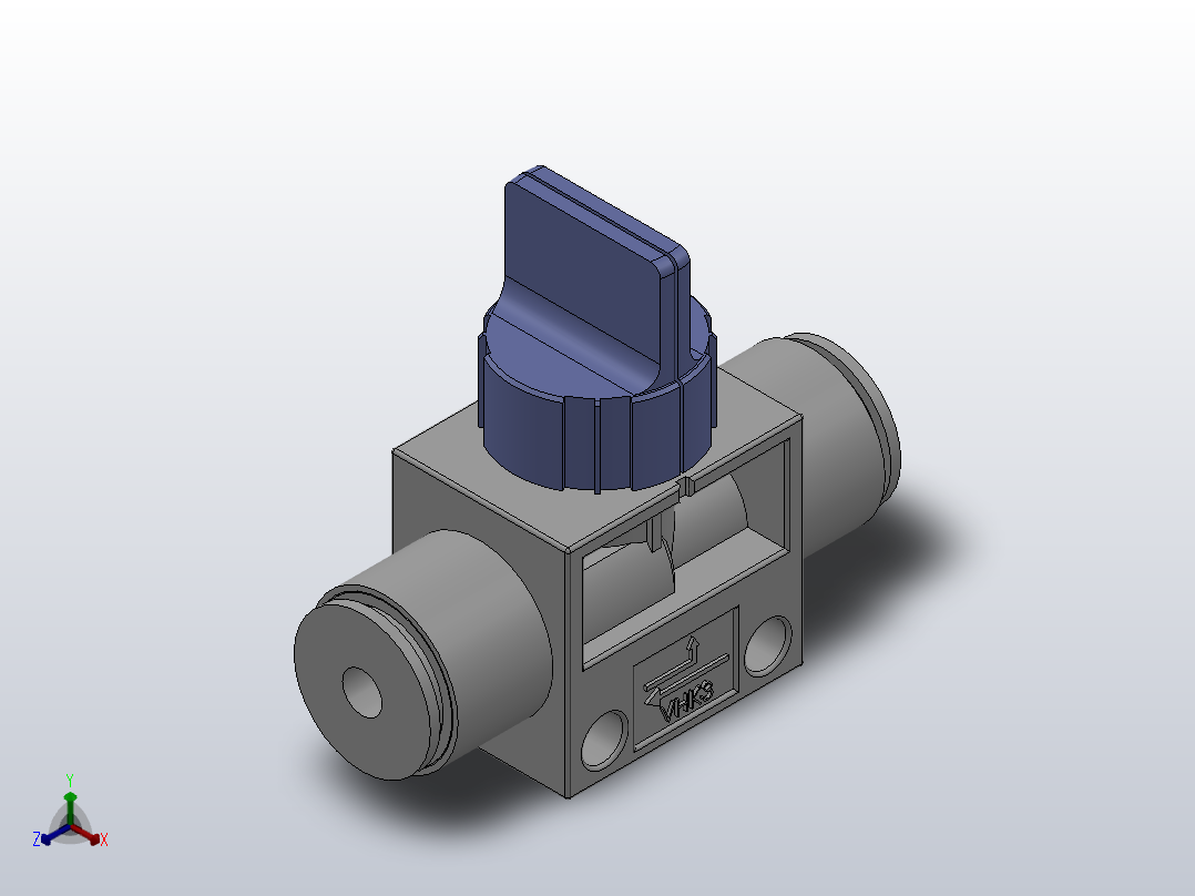 VHK系列P快速接头A快速接头二通三通手动阀[VHK3R-04F-04F]主视图