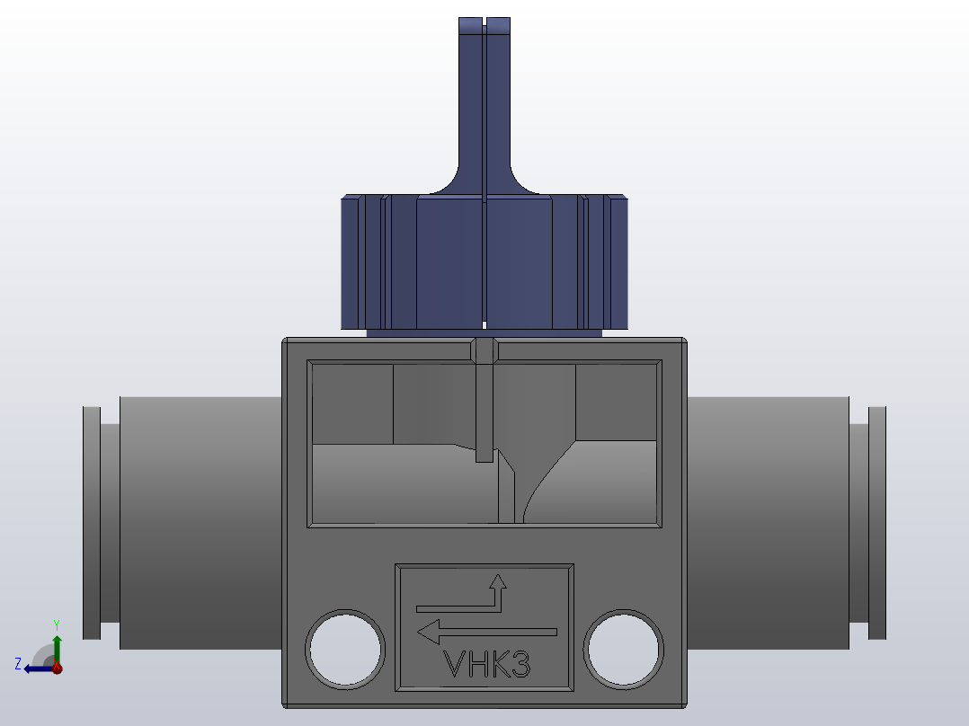 VHK系列P快速接头A快速接头二通三通手动阀[VHK3R-04F-04F]右视图
