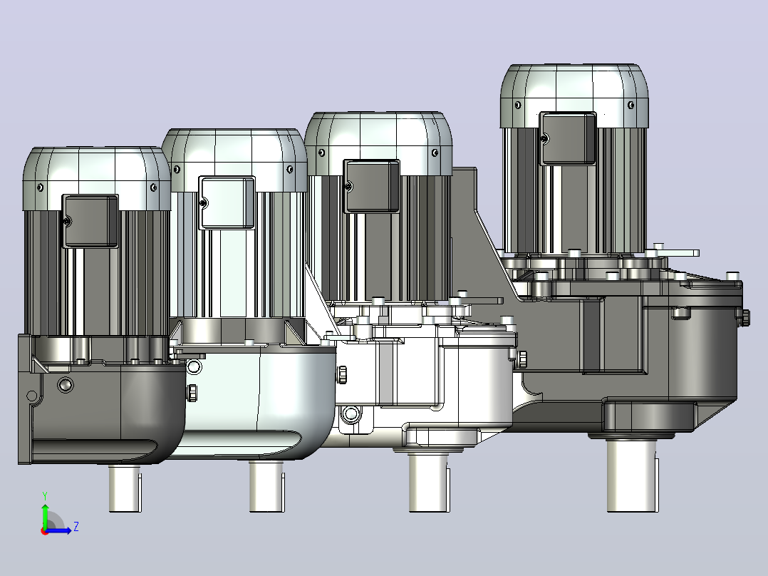 三菱电机5，5kW dm-dp系列圆柱齿轮电机左视图