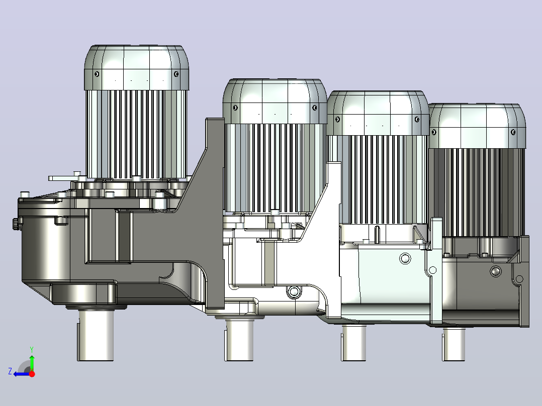 三菱电机5，5kW dm-dp系列圆柱齿轮电机右视图