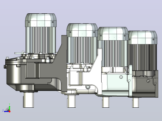 三菱电机5，5kW dm-dp系列圆柱齿轮电机右视缩略图