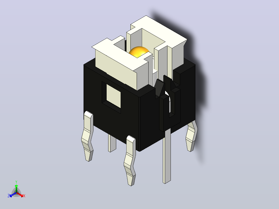 按键开关背光LED 6x6毫米 14主视图