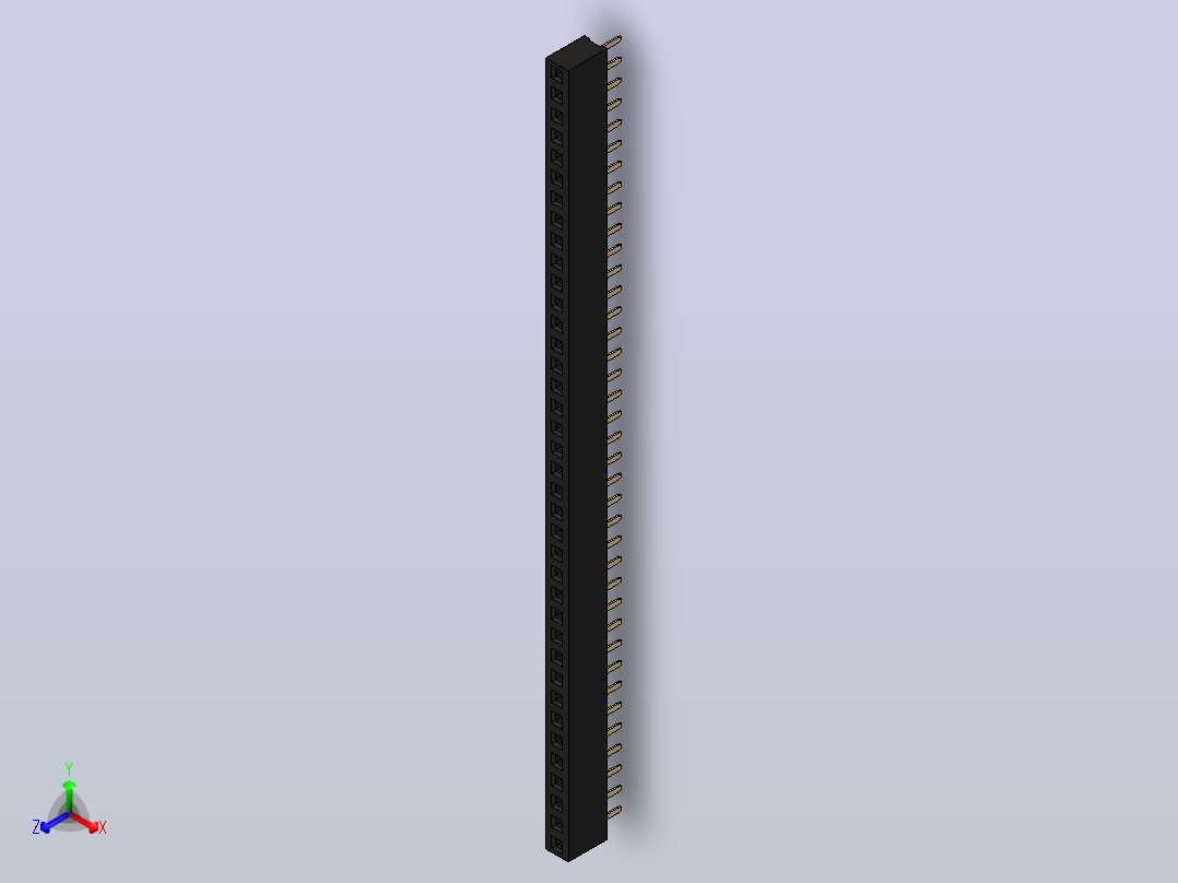 母针头Female_Header_1x38_P2.0_H4.3_straight.step正等轴测图