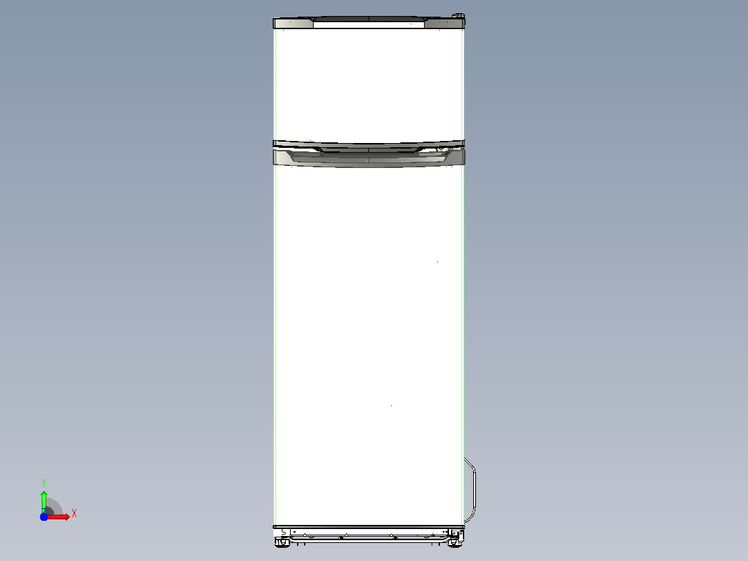上下门冰箱造型3D图纸 x_t STEP格式前视图