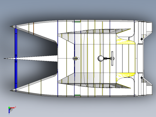 12米双体船3D图纸+Solidworks设计俯视缩略图