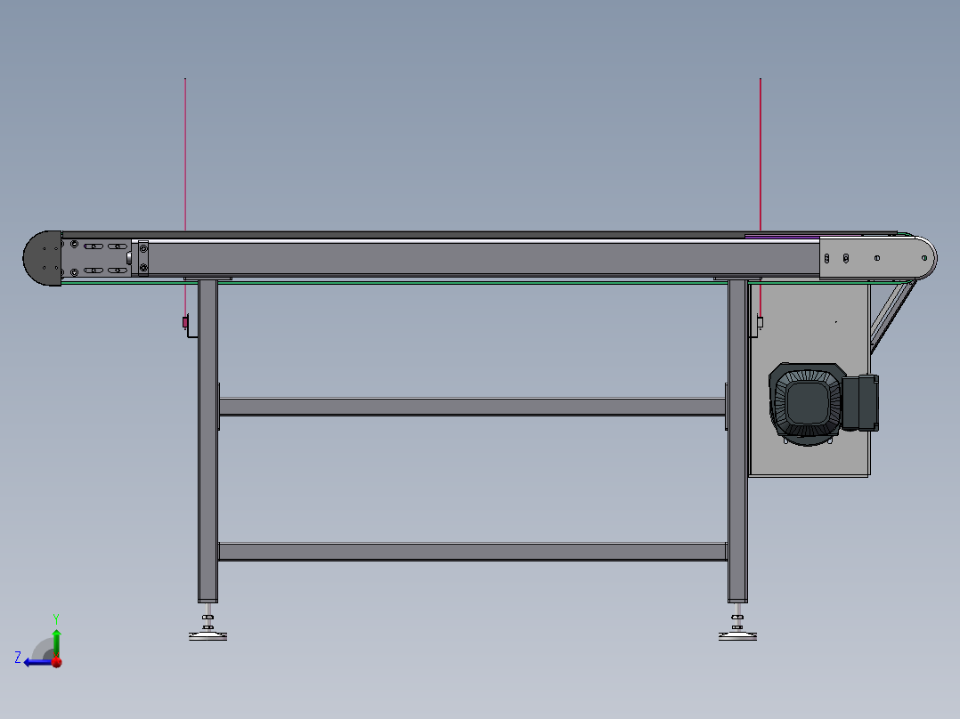 皮带输送线3D+2DCAD+加工件标准件清单BOMsw2016可编辑右视图