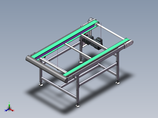 皮带输送线3D+2DCAD+加工件标准件清单BOMsw2016可编辑正等轴测缩略图