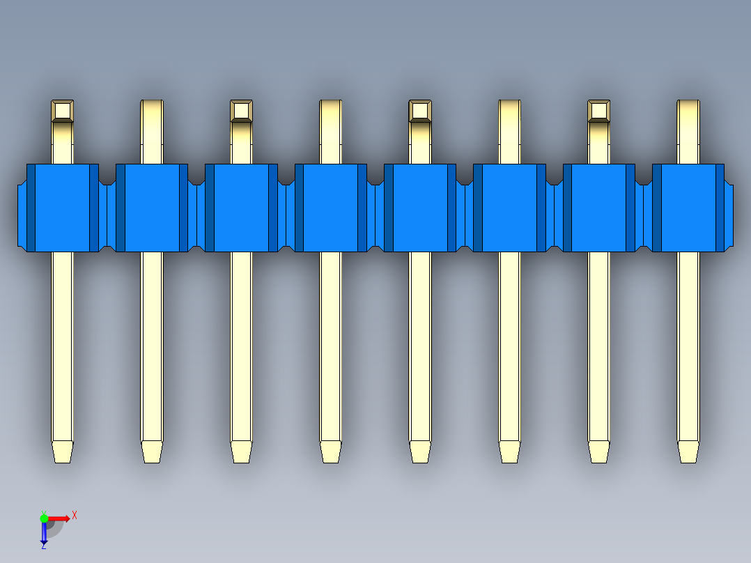 彩色公排针 100mil 2.54mm 系列-DS1022_blue_08p_100mil_Type_SMT_R1_rev1.0俯视图