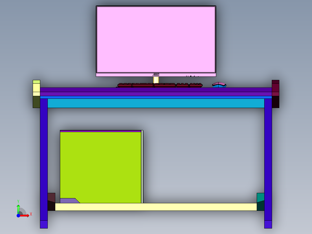 卧室简约现代办公桌写字台前视图