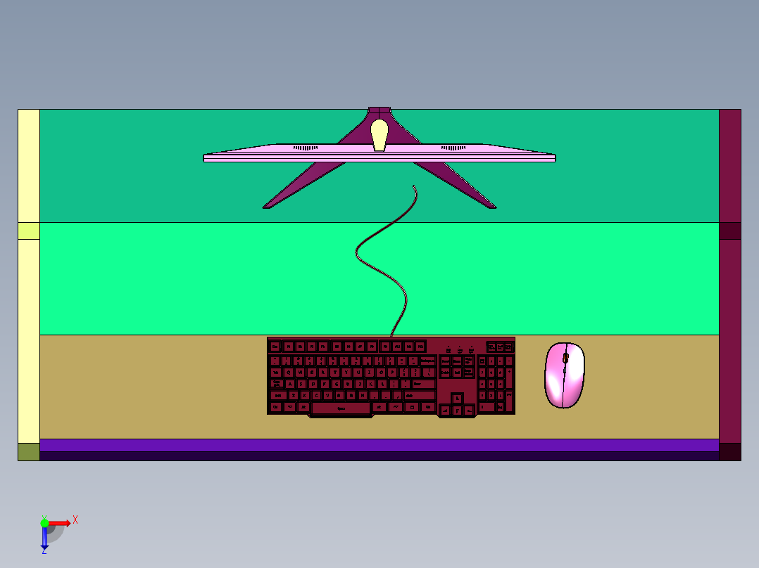 卧室简约现代办公桌写字台俯视图