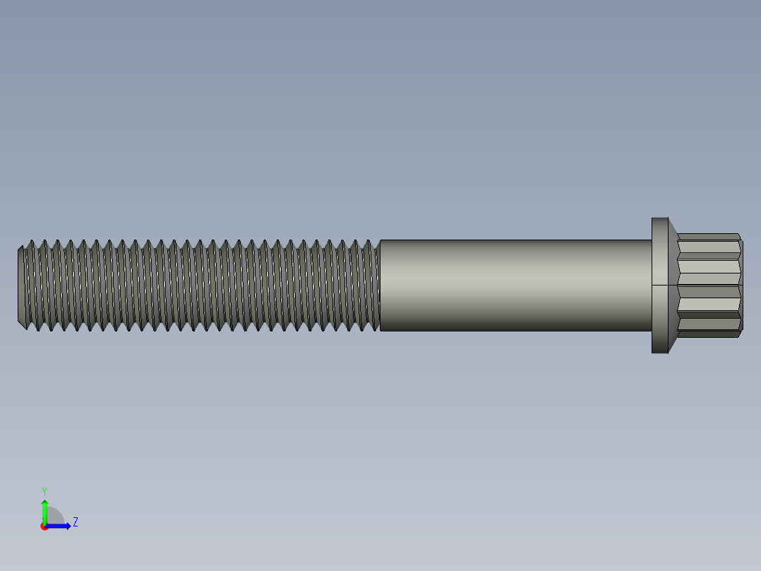 1_4in-28法兰头螺钉-1-4in-28 1.75long 12-point screws.STEP左视图