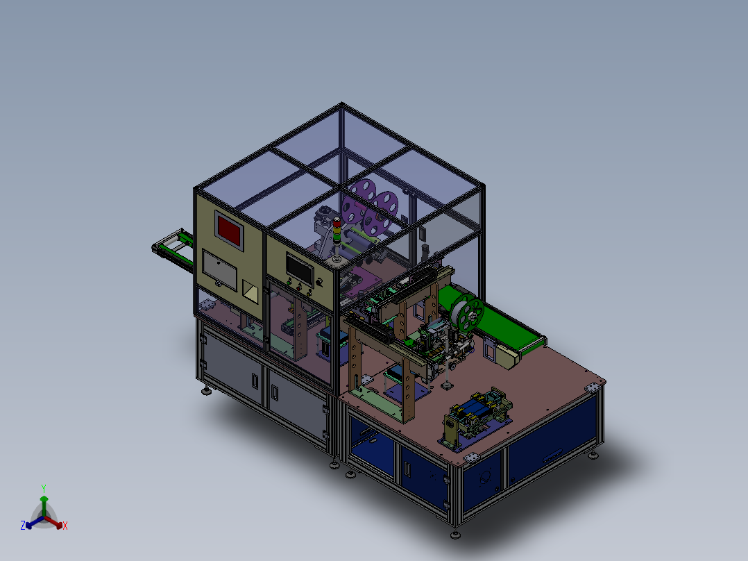 自动贴绝缘膜贴条码设备动力电池贴PET保护膜机正等轴测图