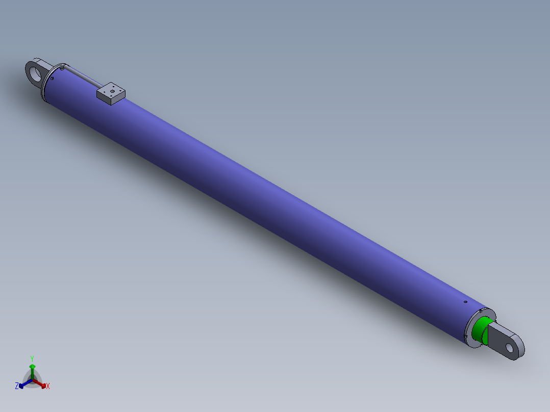 焊接式液压缸（带前后安装孔）180x125x2701 mm正等轴测图