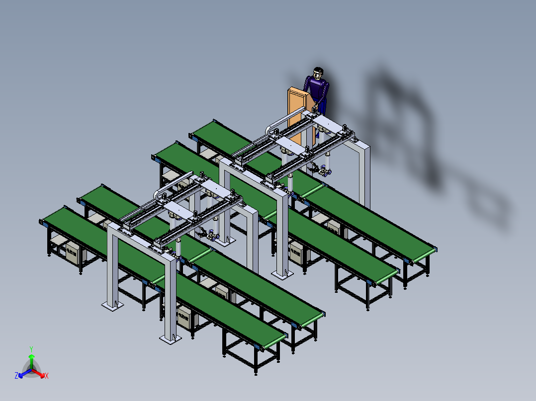 视觉检测机构与分拣机械手组合模拟