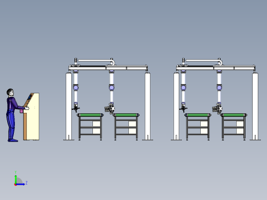 视觉检测机构与分拣机械手组合模拟左视缩略图