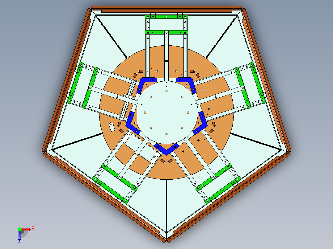 五面屏支架俯视图