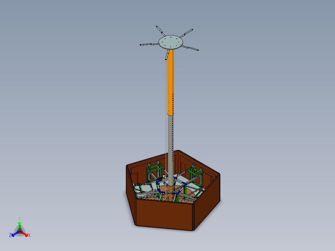 五面屏支架正等轴测图