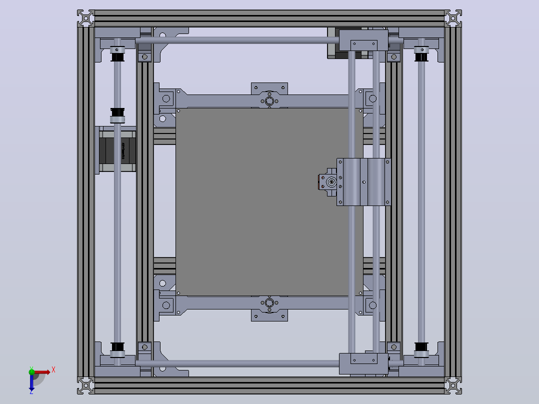基于铝框架的3D打印机设计俯视图