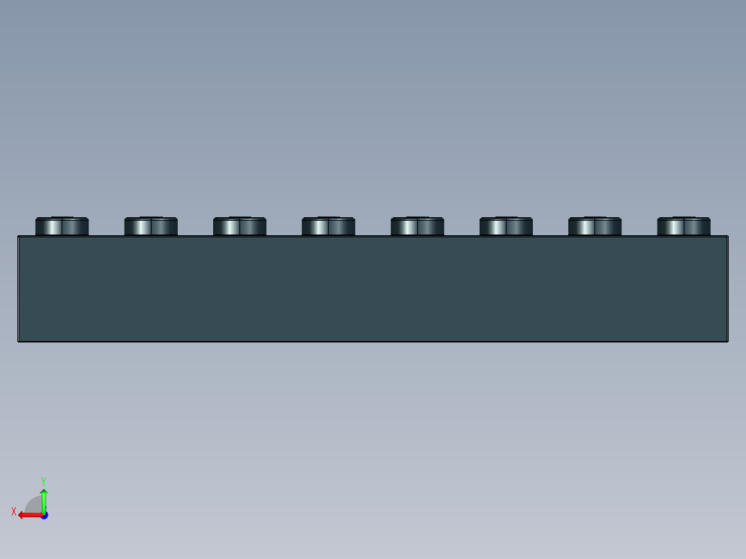 乐高套装 4421基本积木-300826 Black Brick 1 x 8.STEP后视图