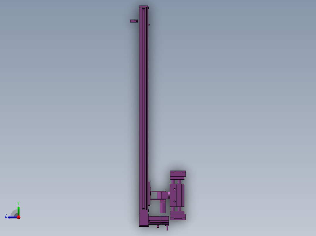 两自由度机械夹手三维右视图