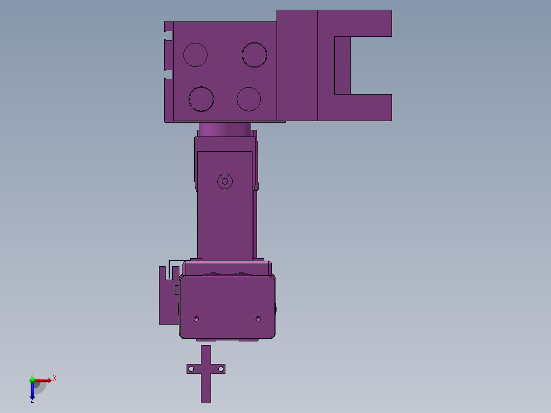 两自由度机械夹手三维俯视图