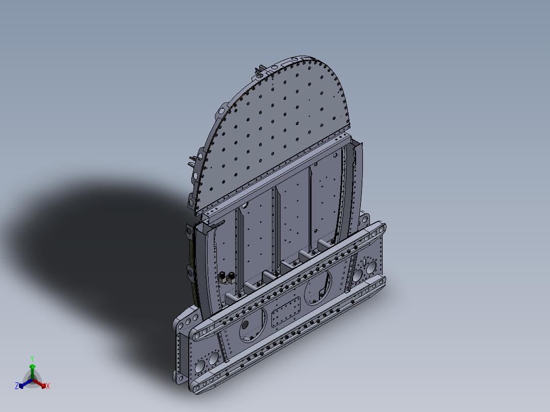 机翼翼梁的主要连接点正等轴测图