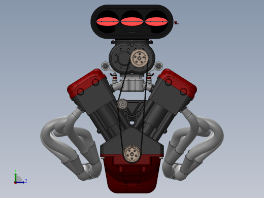 V12发动机3D模型图纸 汽车引擎 水冷设计就绪左视缩略图