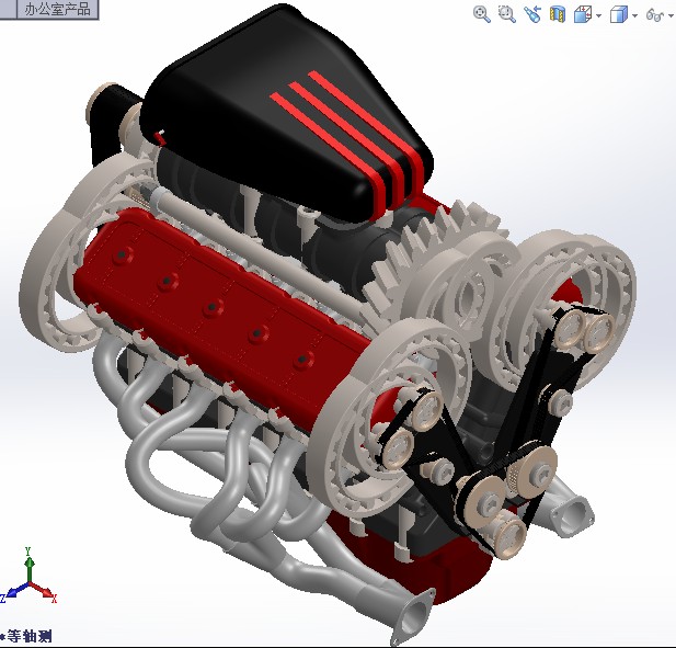 V12发动机3D模型图纸 汽车引擎 水冷设计就绪