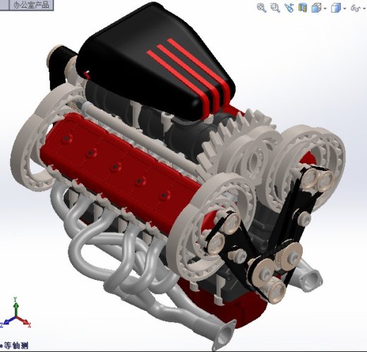 V12发动机3D模型图纸 汽车引擎 水冷设计就绪缩略图