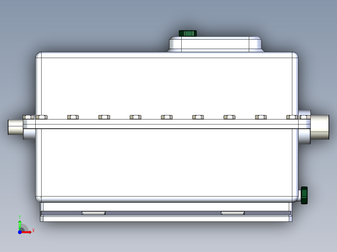 橡胶混合应用的齿轮箱前视图