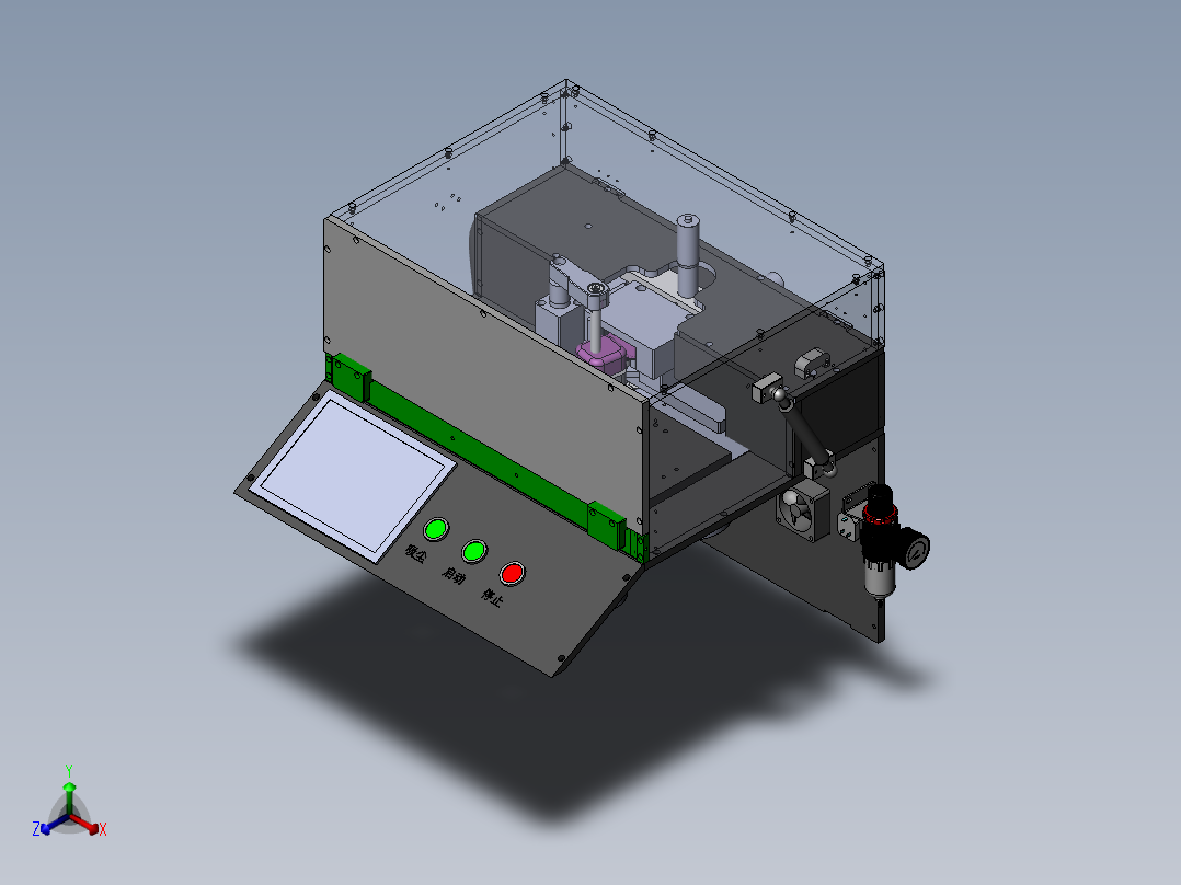 手机电源壳切割检测机正等轴测图