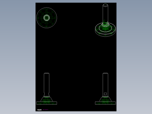 工程塑膠水平調整腳座254-2D多系列多零件图纸模型