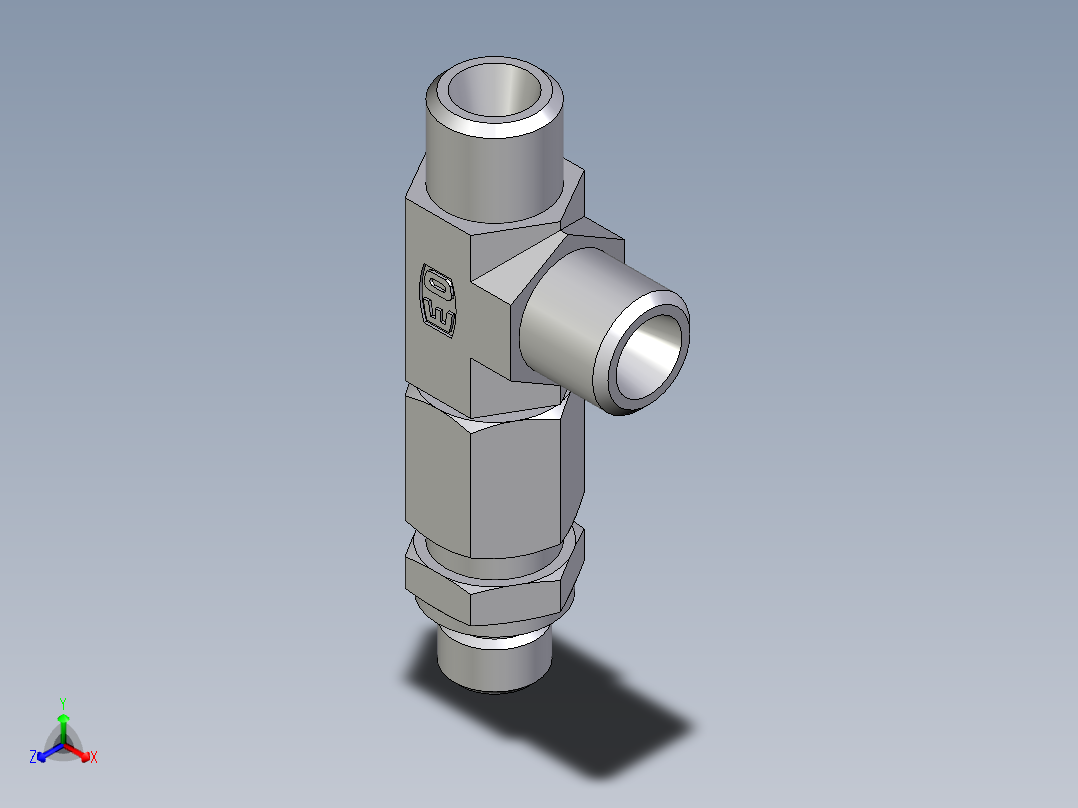 卡套式工业通用硬管接头EO_Assembled_adjustable_standpipe_run_tee_EVL06LMOMD71主视图