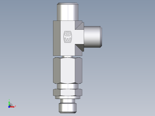 卡套式工业通用硬管接头EO_Assembled_adjustable_standpipe_run_tee_EVL06LMOMD71前视缩略图