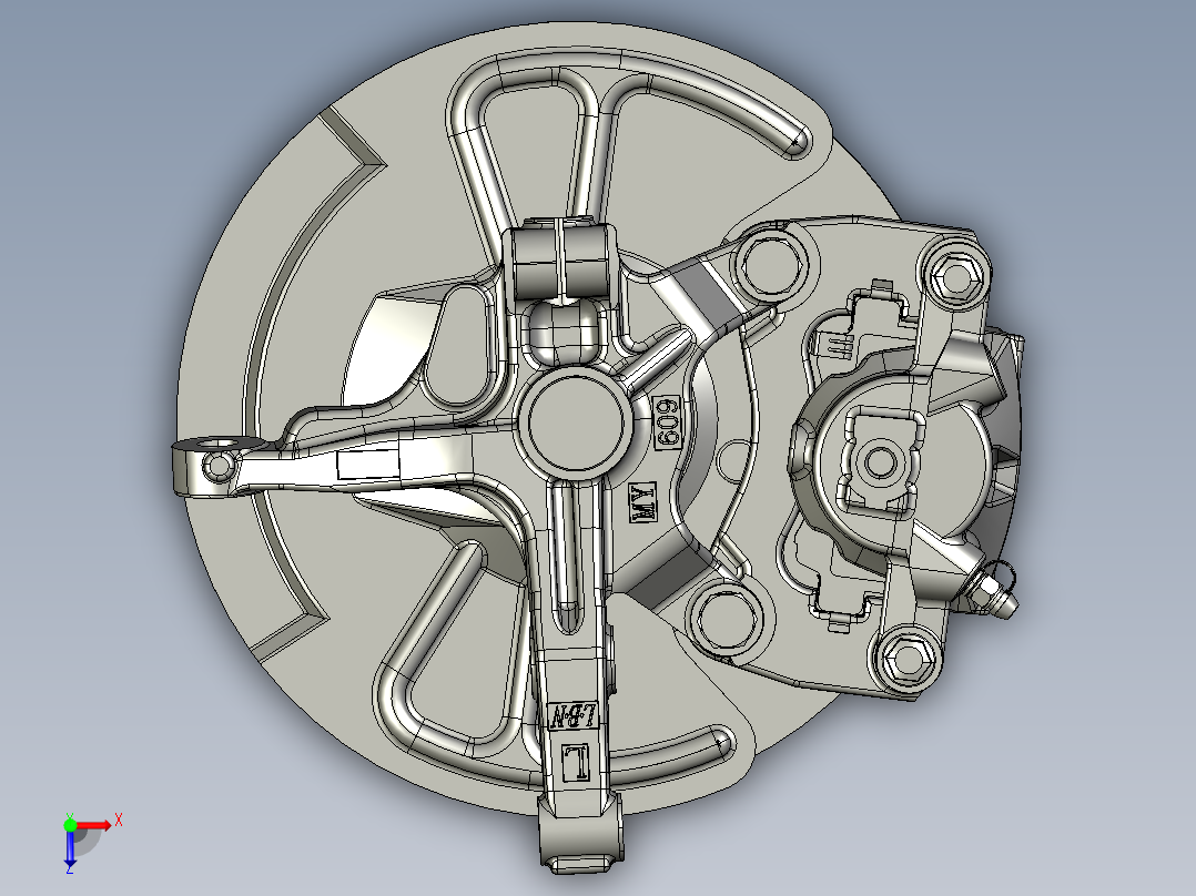 浮动钳盘式制动器俯视图