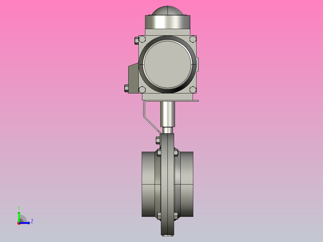 IDQX-14焊式气动蝶阀(卧式)[IDQX-14-4s]左视图
