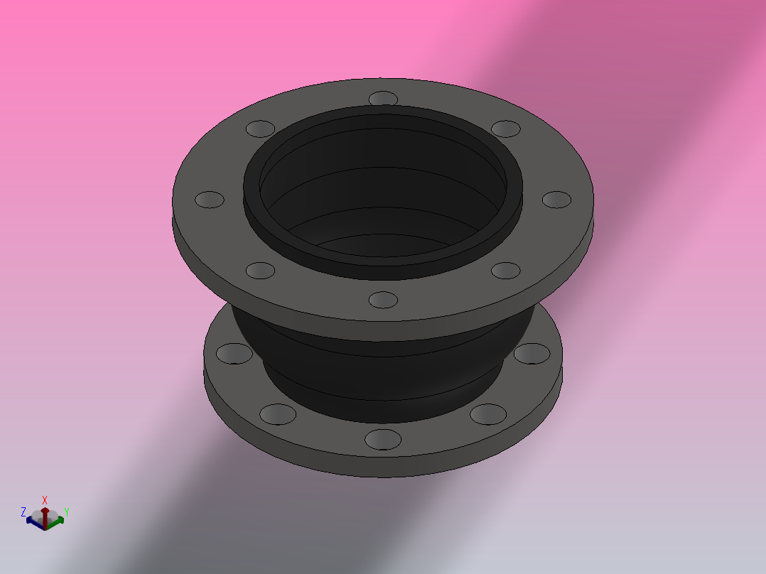 KYT型可曲挠同心异径橡胶接头[KYT型可曲挠同心异径橡胶接头]200x125正等轴测图