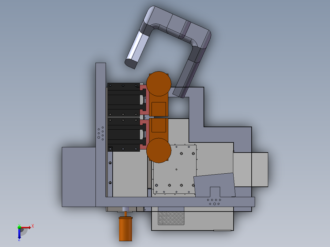 哈挺XV系列铣床3D模型俯视图