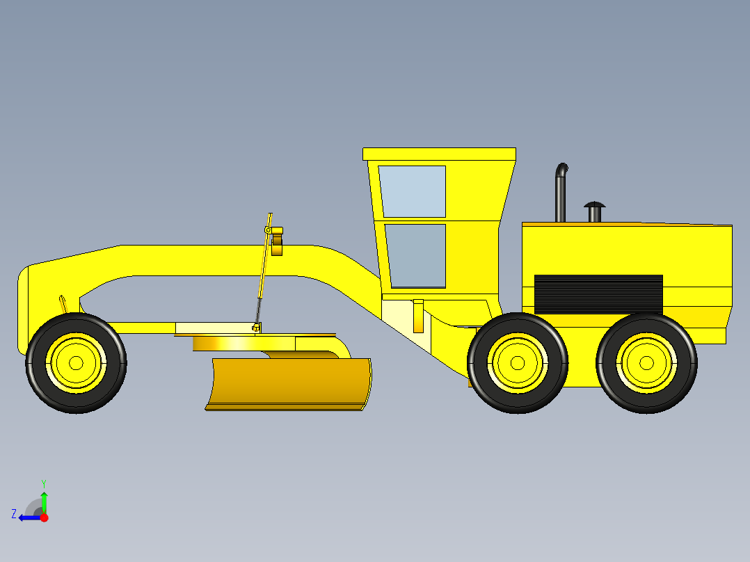 工程平整车3D模型3D模型右视图