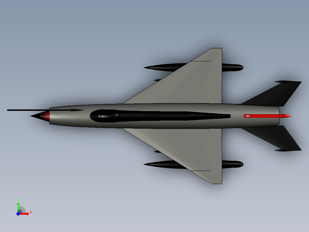 catia 米格-21战斗机前视图