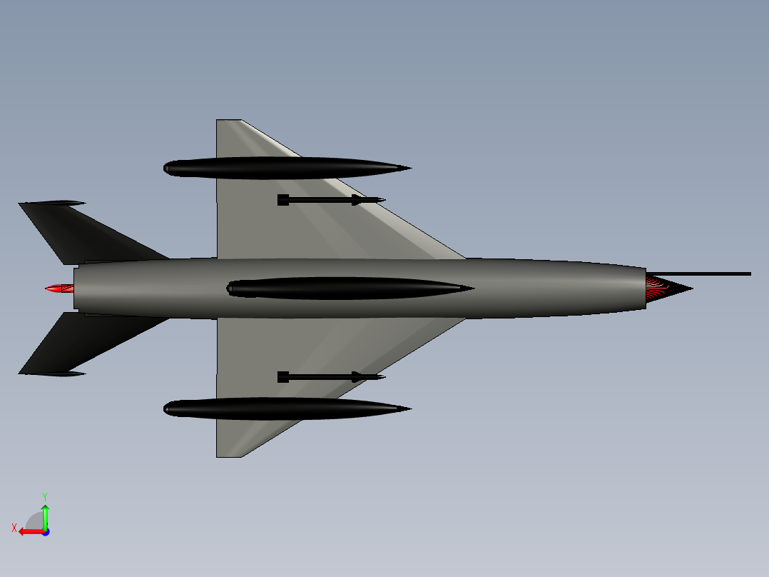 catia 米格-21战斗机后视图