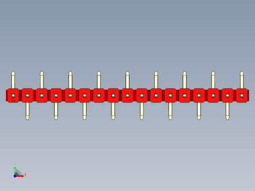 彩色公排针 100mil 2.54mm 系列-DS1022_red_17p_100mil_Type_SMT_R1_rev1.0前视缩略图