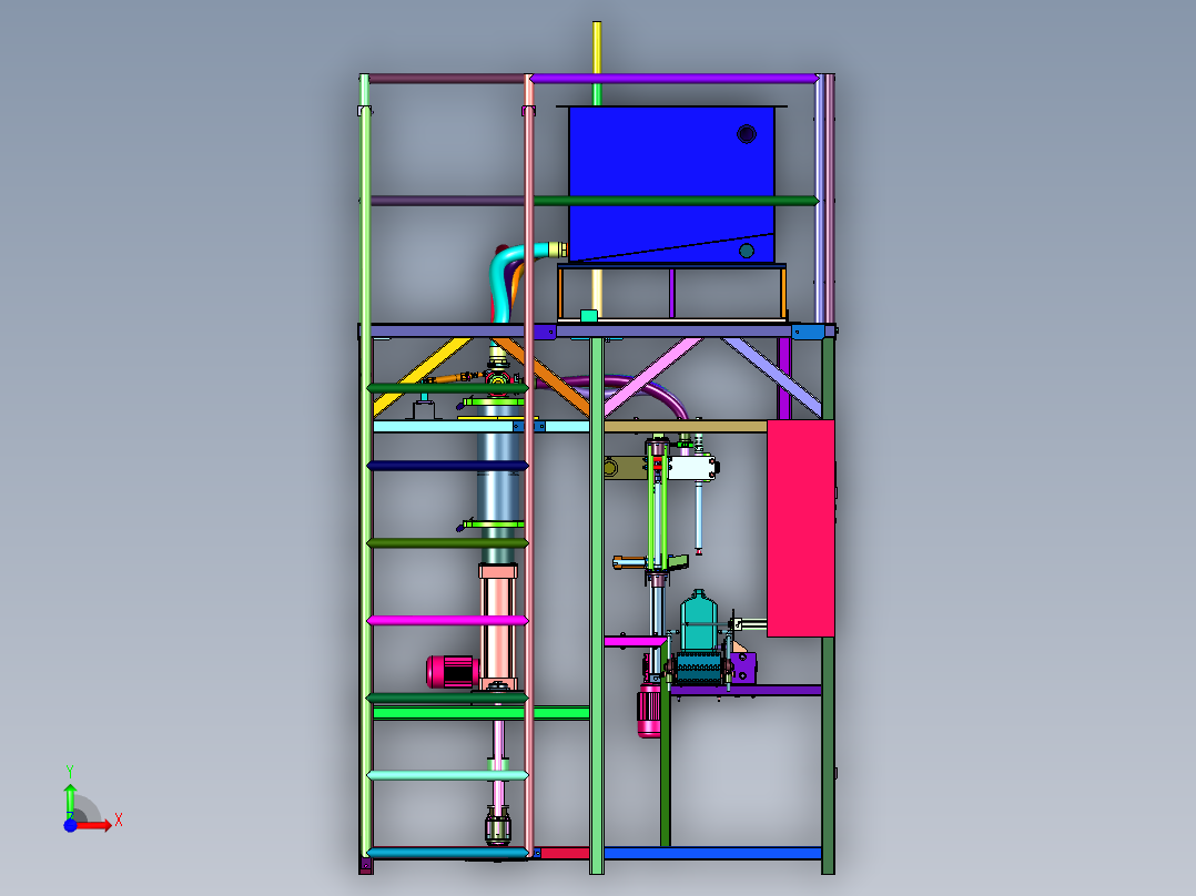 8头液体直线式灌装设备生产线前视图
