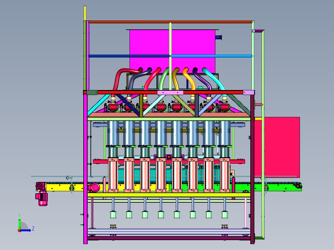 8头液体直线式灌装设备生产线左视图