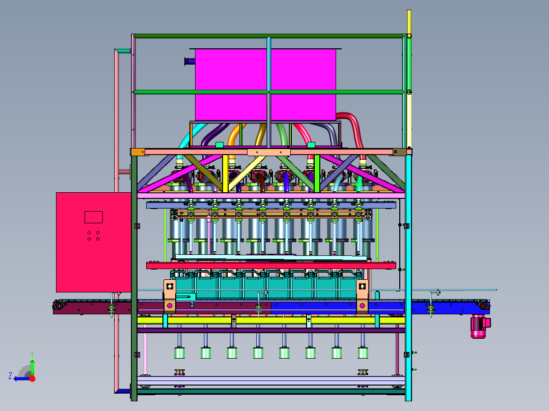 8头液体直线式灌装设备生产线右视图