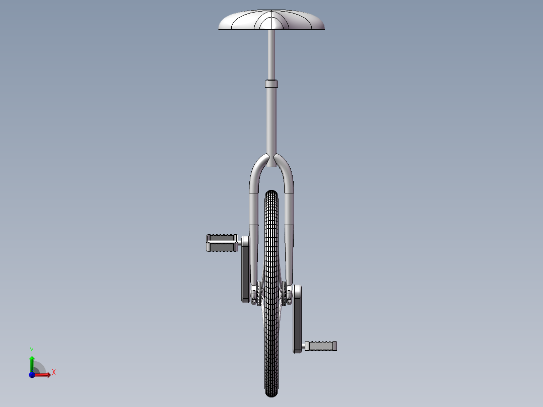 90---独轮车sw2010三维图纸模型设计图纸前视图