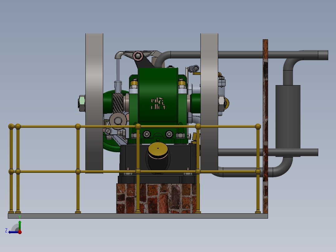 60 CC四冲程汽油发动机右视图